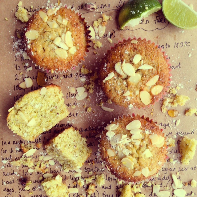 Pistachio, Almond and Lime Muffins